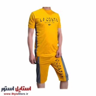 ست تیشرت و شلوارک راحتی مردانه مدل GA رنگ زرد