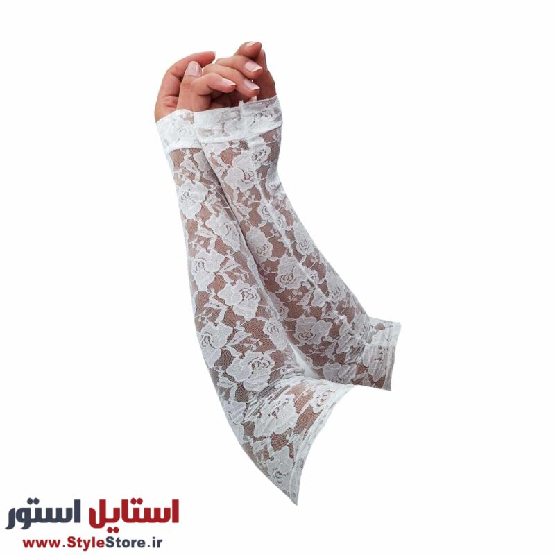 ساق دست زنانه سیلکا مدل گیپور بلند رنگ سفید