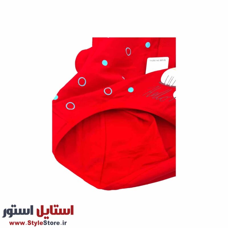 شورت زنانه مدل فاقدار طرح گربه رنگ قرمز