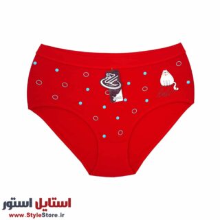 شورت زنانه فاقدار طرح گربه رنگ قرمز