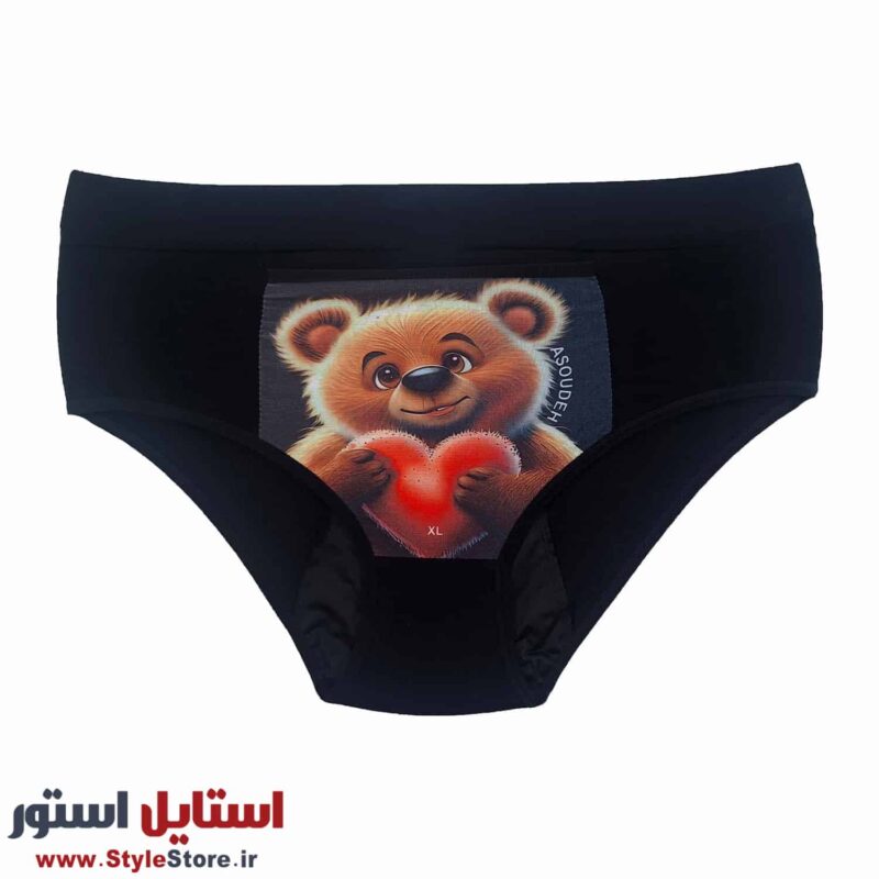 شورتکس زنانه طرح خرس کد 1413 رنگ مشکی