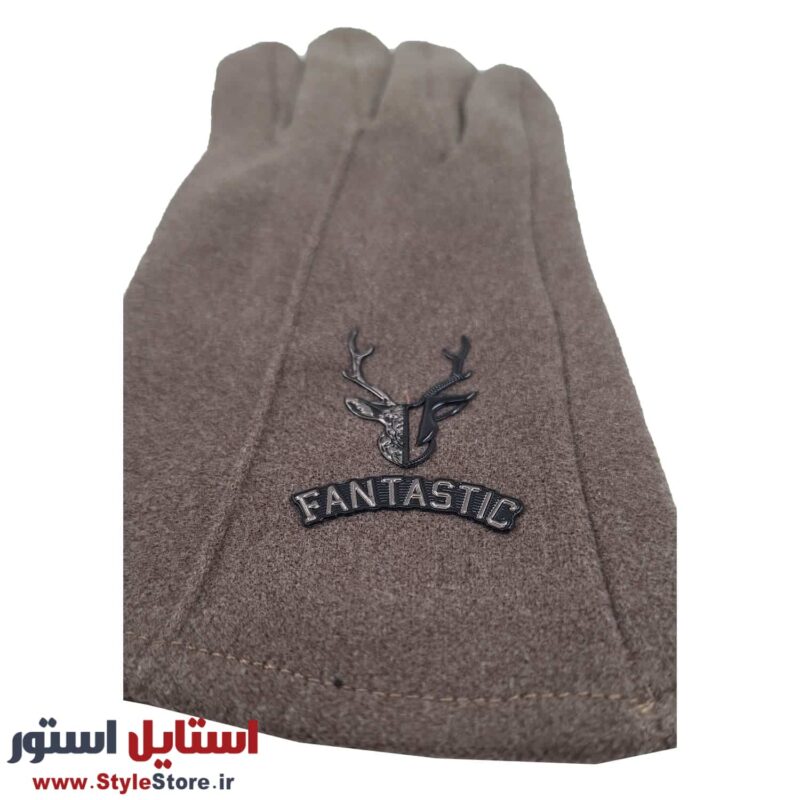 دستکش مردانه طرح گوزن کد 1464 رنگ قهوه ای