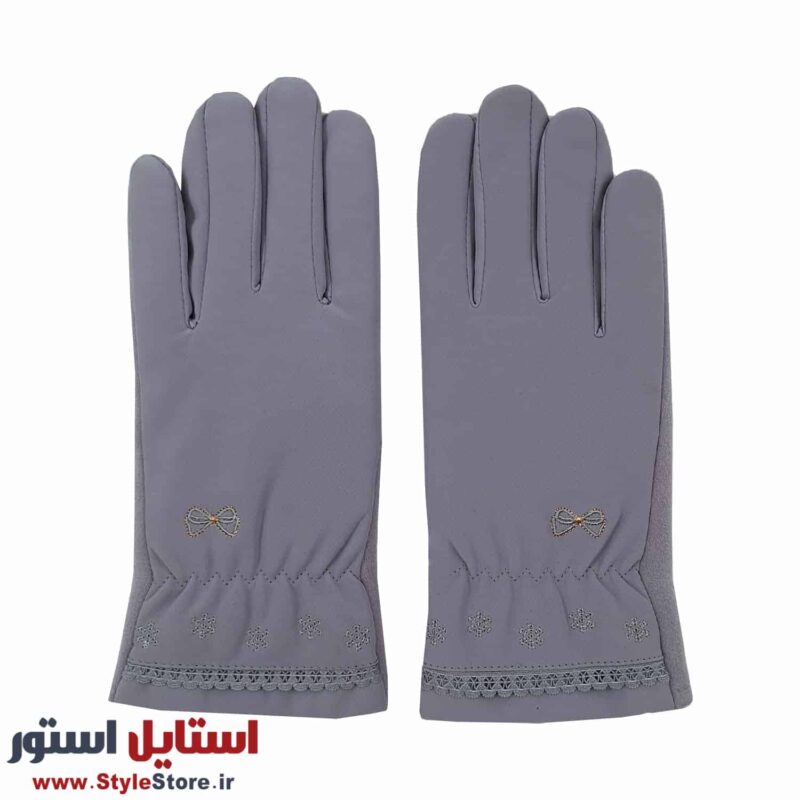 دستکش زنانه پاپیونی کد 1470 رنگ طوسی