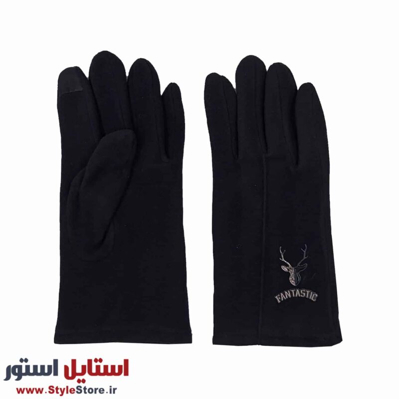 دستکش مردانه طرح گوزن کد 1464 رنگ مشکی