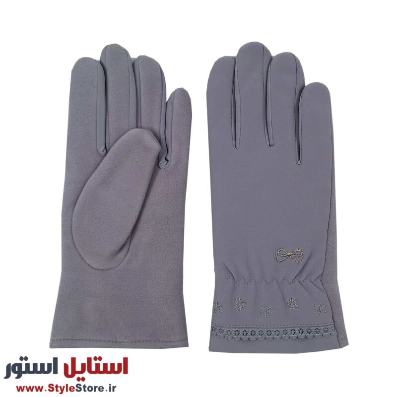 دستکش زنانه پاپیونی کد 1470 رنگ طوسی