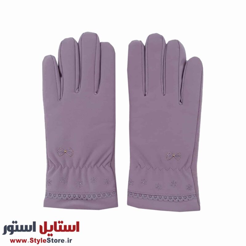 دستکش زنانه طرح پاپیونی کد 1470 رنگ یاسی