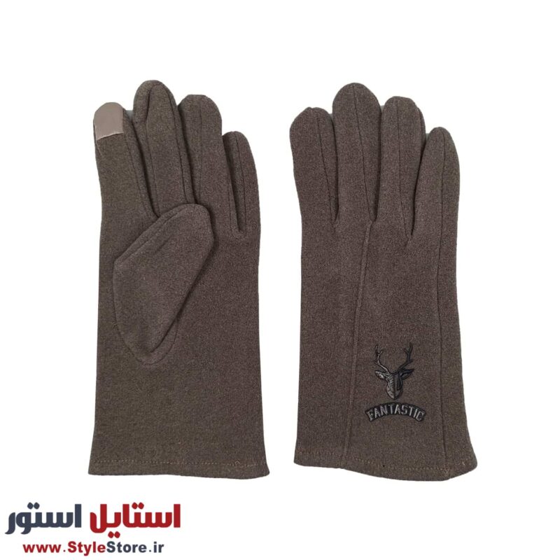 دستکش مردانه طرح گوزن کد 1464 رنگ قهوه ای
