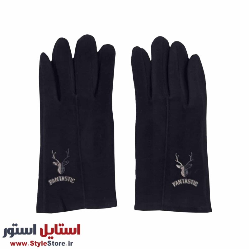 دستکش مردانه طرح گوزن کد 1464 رنگ مشکی