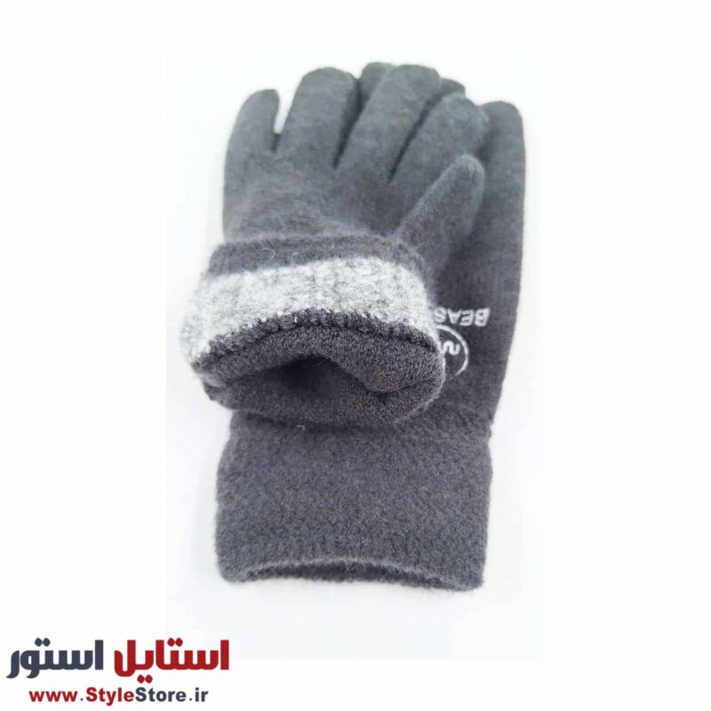 دستکش بافتنی طرح BEASTER رنگ طوسی
