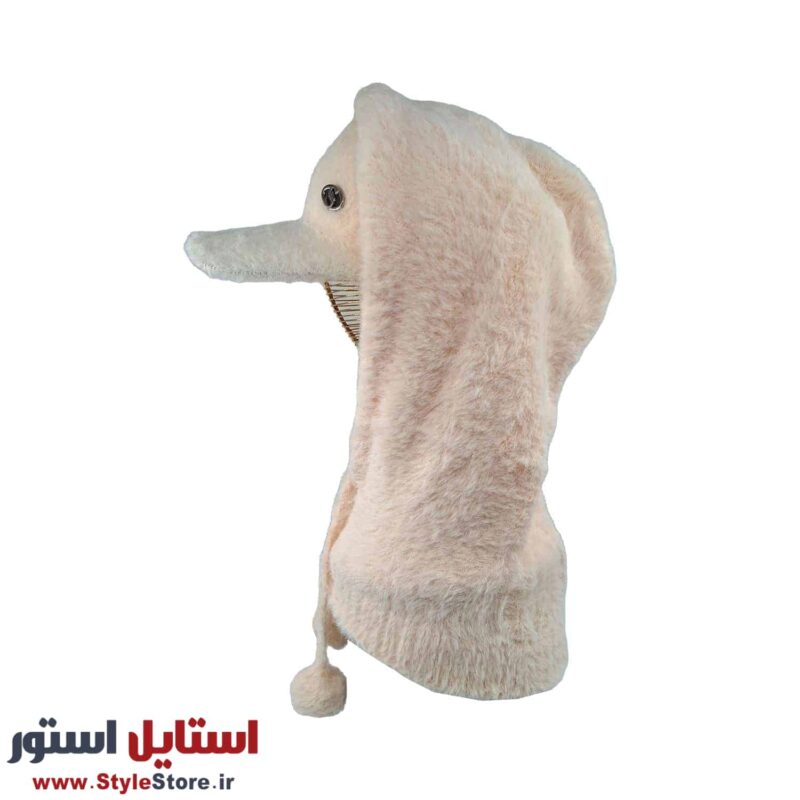 ست کلاه و شال گردن بافتنی زنانه سام مدل 518 رنگ کرم