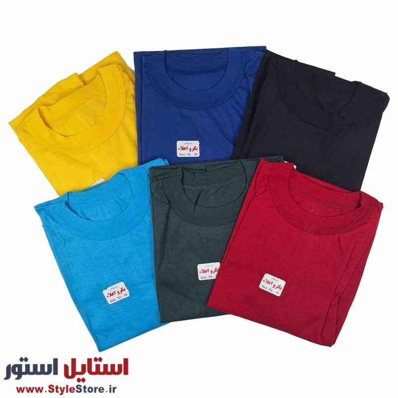زیرپوش آستین دار مردانه نیکو یقه کش 6 رنگ روشن (یکرو/نازک)