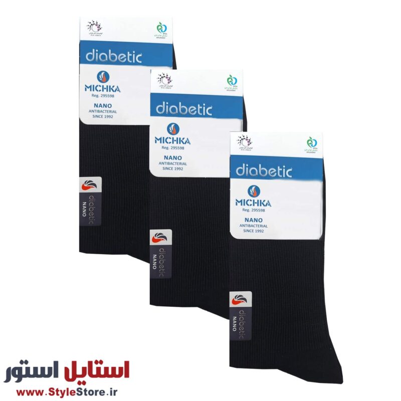 جوراب ساق بلند دیابتی مردانه میچکا کد 1475 مجموعه 3 عددی