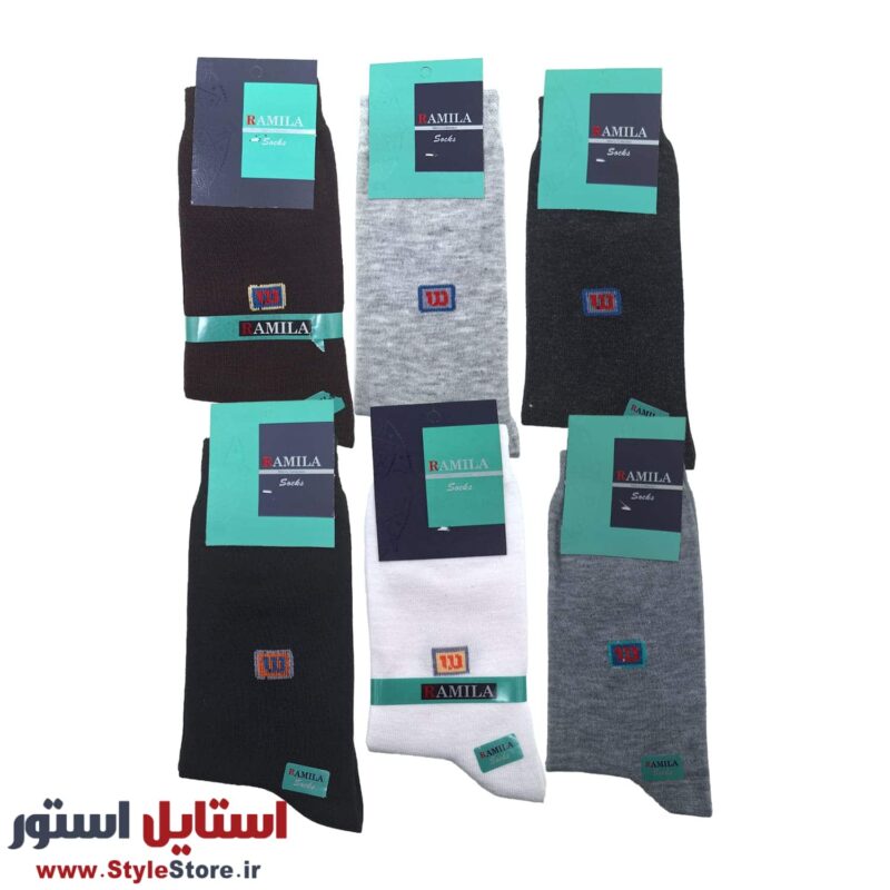 جوراب ساق بلند مردانه رامیلا کد 1487 مجموعه 6 عددی