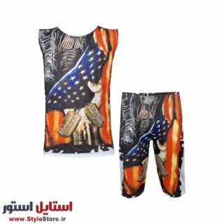 ست تاپ و شلوارک مردانه طرح پلاک کد 1559
