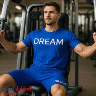 ست تیشرت و شلوارک مردانه طرح Dream کد 1565 رنگ آبی