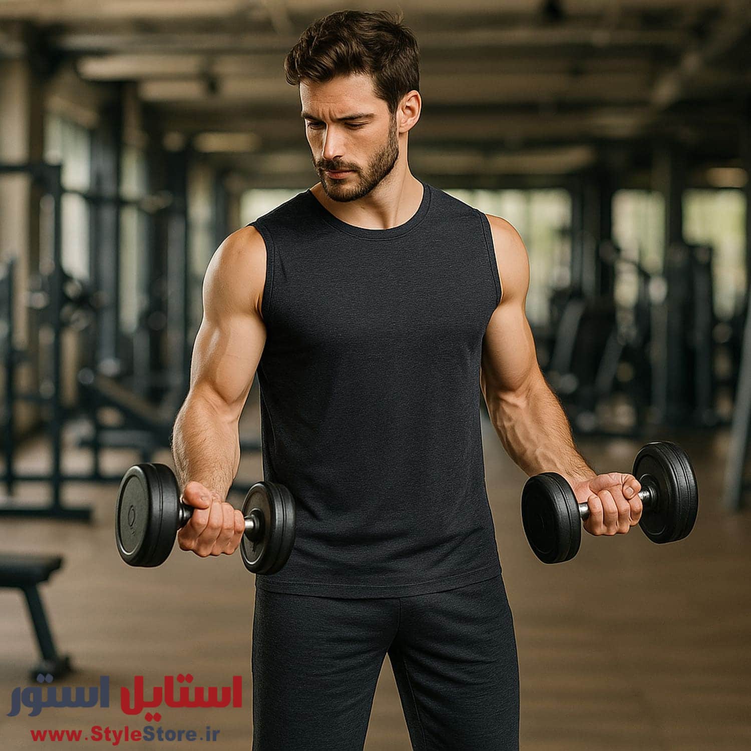 ست تاپ و شلوارک مردانه مدل ساده کد 1564 رنگ خاکستری
