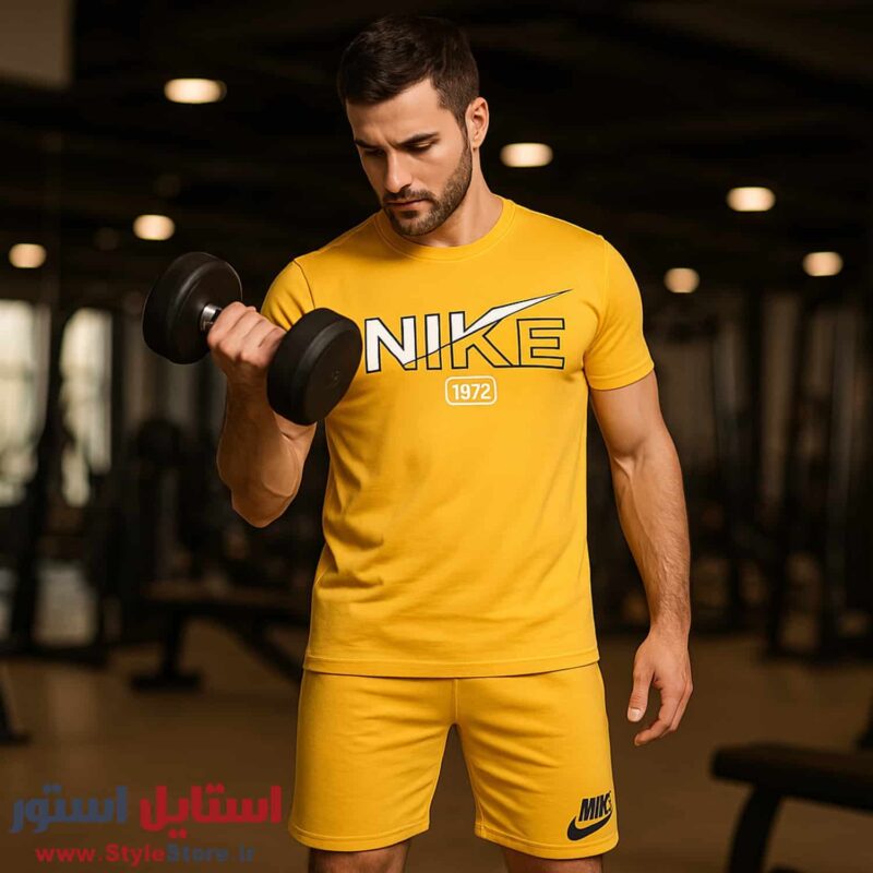 ست تیشرت و شلوارک مردانه مدل NN کد 1566 رنگ زرد