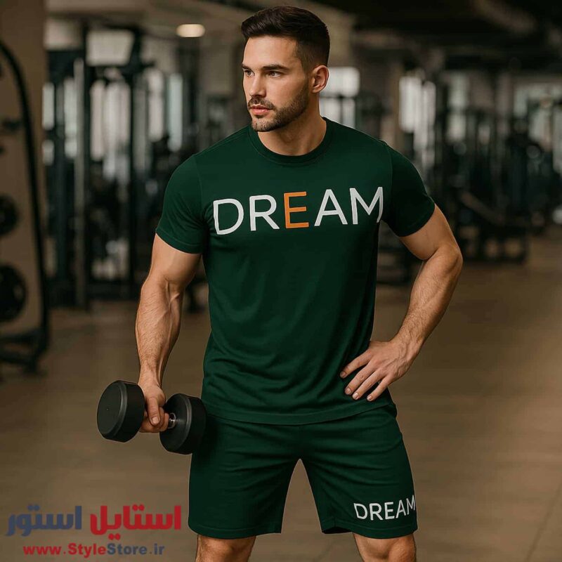 ست تیشرت و شلوارک مردانه طرح Dream کد 1565 رنگ سدری