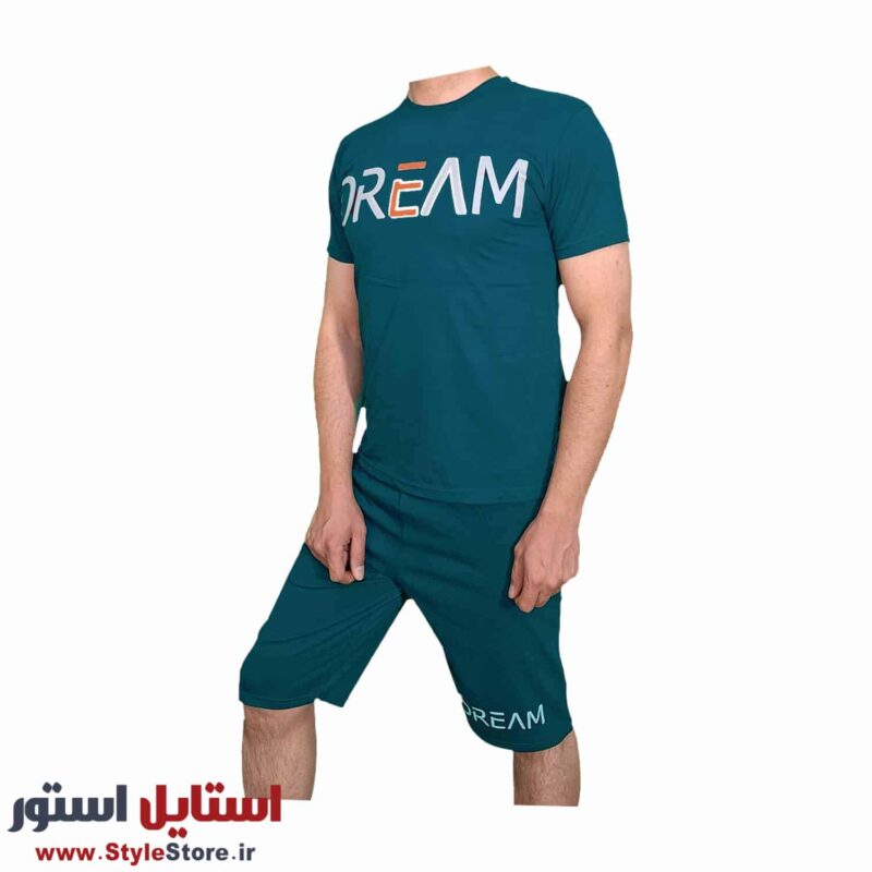 ست تیشرت و شلوارک مردانه طرح Dream کد 1565 رنگ سبز
