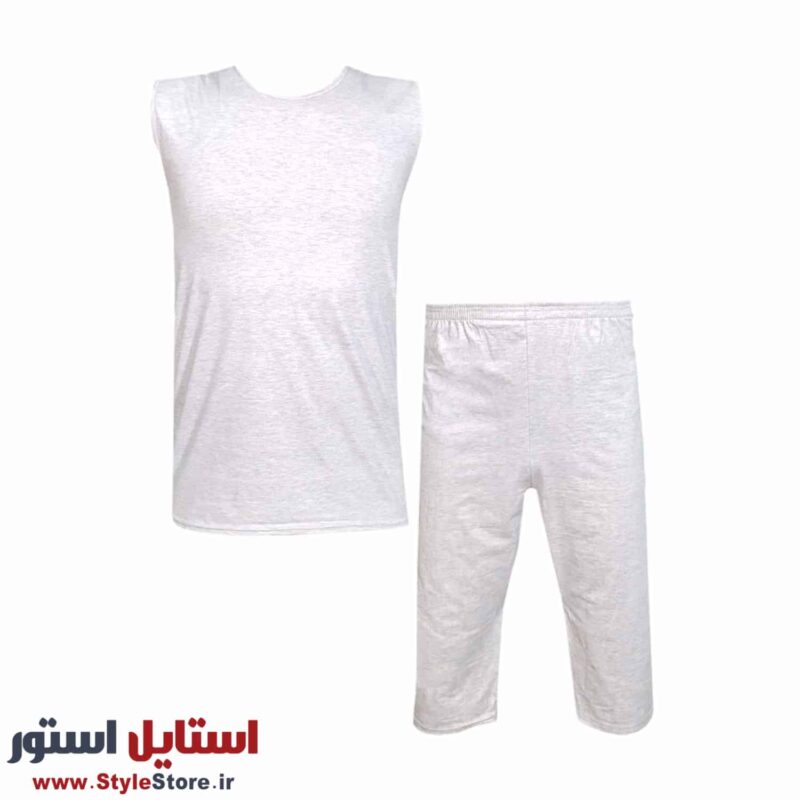 ست تاپ و شلوارک مردانه مدل ساده کد 1564 رنگ طوسی