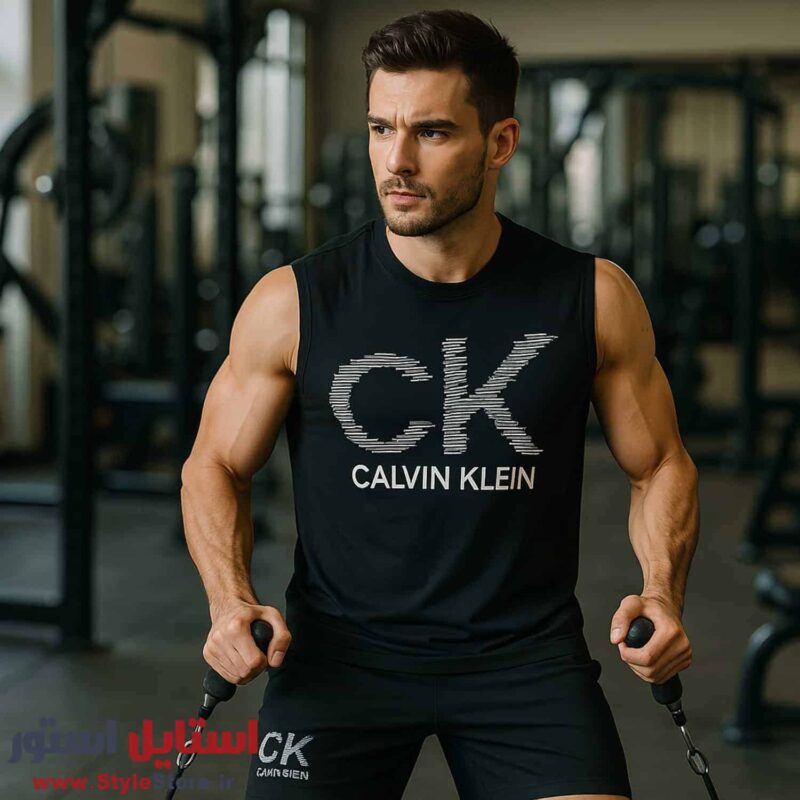 ست تاپ و شلوارک مردانه مدل CALVIN KLEIN کد 1567 رنگ مشکی