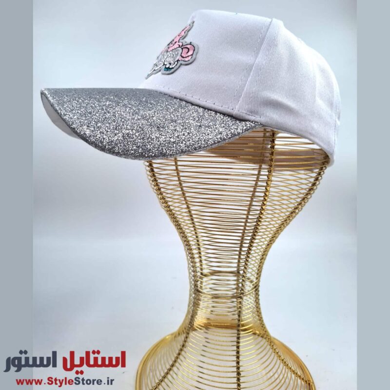 کلاه کپ دخترانه مدل تک شاخ کد 1600 رنگ سفید