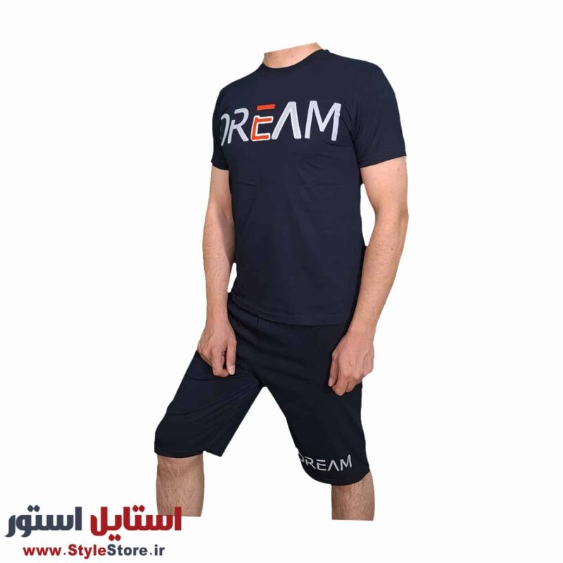 ست تیشرت و شلوارک مردانه طرح Dream کد 1565 رنگ مشکی
