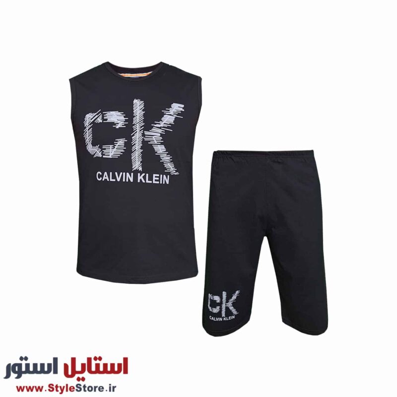 ست تاپ و شلوارک مردانه مدل KK کد 1567 رنگ مشکی