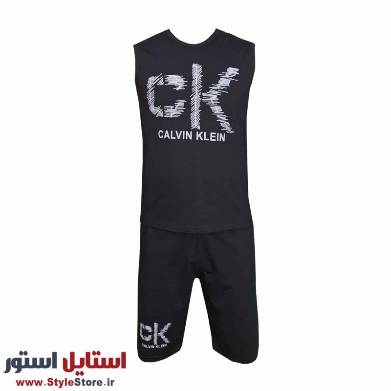 ست تاپ و شلوارک مردانه مدل KK کد 1567 رنگ مشکی