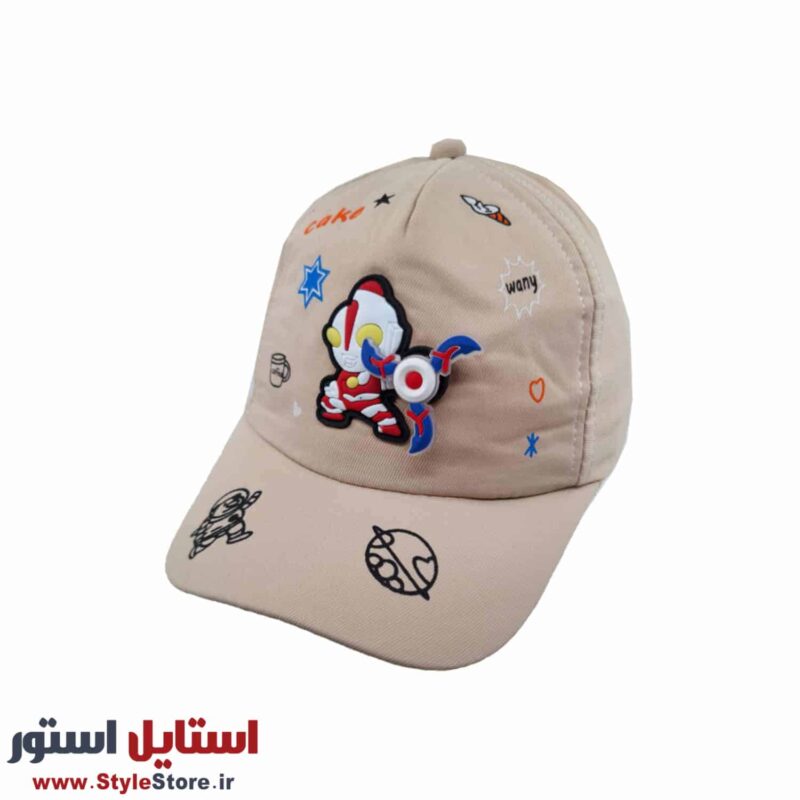 کلاه بچگانه مدل ربات فرفره ای کد 1949 رنگ کرم