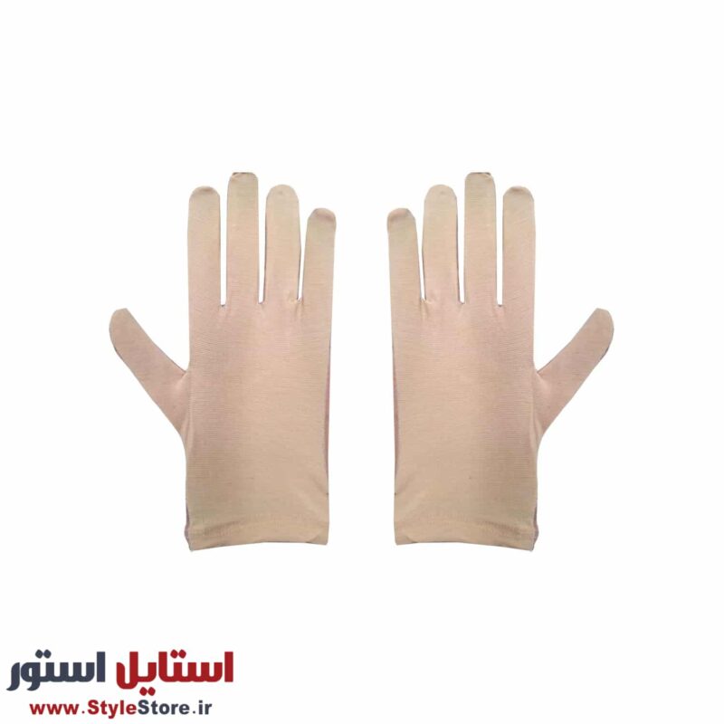 دستکش زنانه حکمت مدل گیپور خالدار کد 1619 رنگ کرم