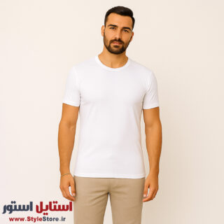 زیرپوش نیم آستین مردانه سیلکا نخ پنبه ای صادراتی رنگ سفید