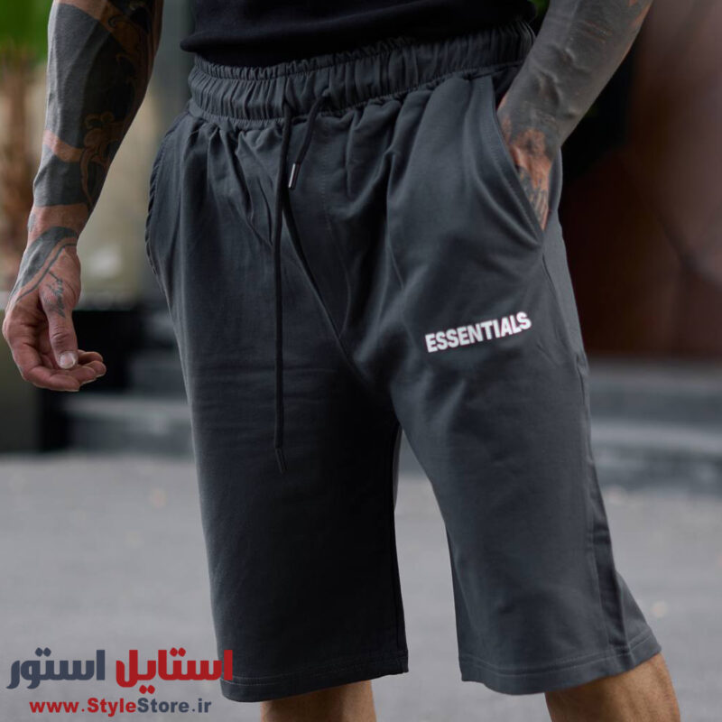 شلوارک مردانه شیک مدل ESSENTIALS رنگ نوک مدادی