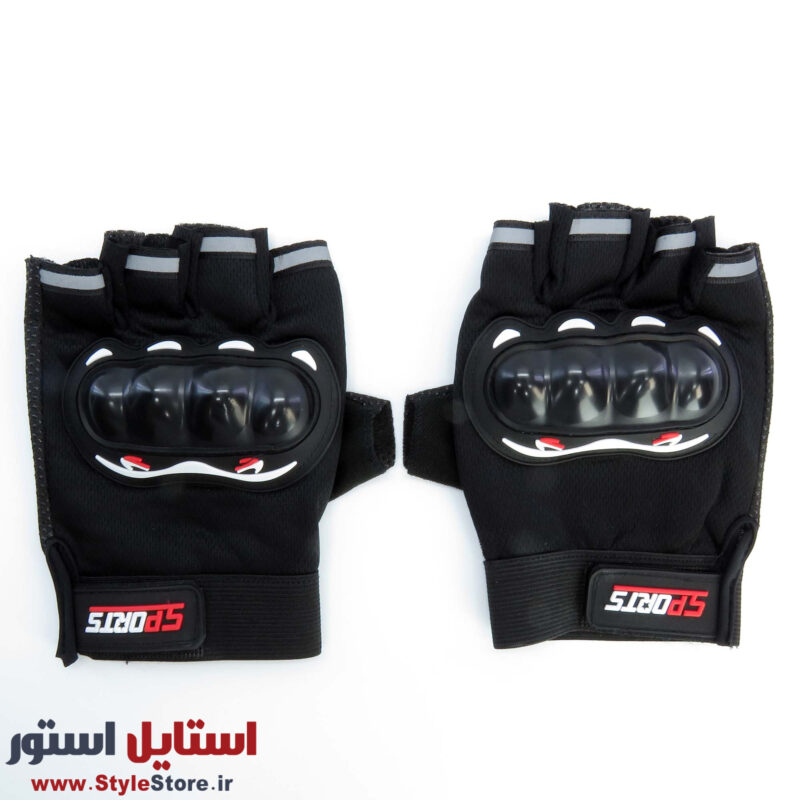 دستکش دوچرخه سواری نیمه انگشتی مدل محافظ دار کد 1649 سایز L