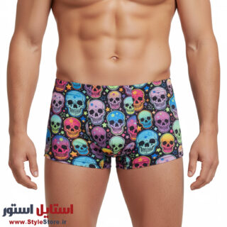 شورت نیم پا مردانه کولسی مدل Psycho Skulls کد NI-2014