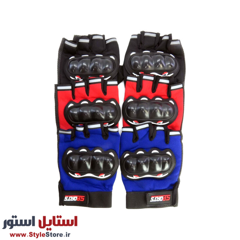 دستکش نیمه انگشتی دوچرخه سواری مدل محافظ دار کد 1649