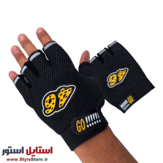 دستکش دوچرخه سواری نیمه انگشتی طرح عدد 46 کد 2062 سایز فری سایز