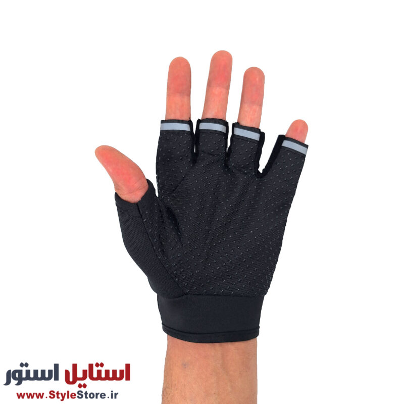 دستکش دوچرخه سواری نیمه انگشتی طرح عدد 46 کد 2062 سایز فری سایز