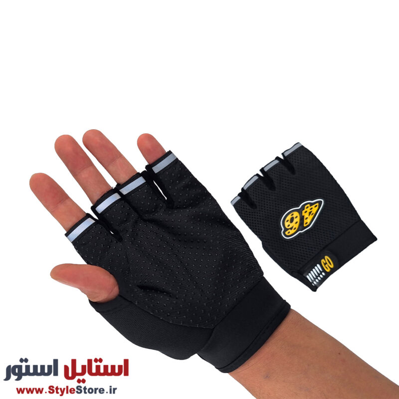 دستکش دوچرخه سواری نیمه انگشتی طرح عدد 46 کد 2062 سایز فری سایز
